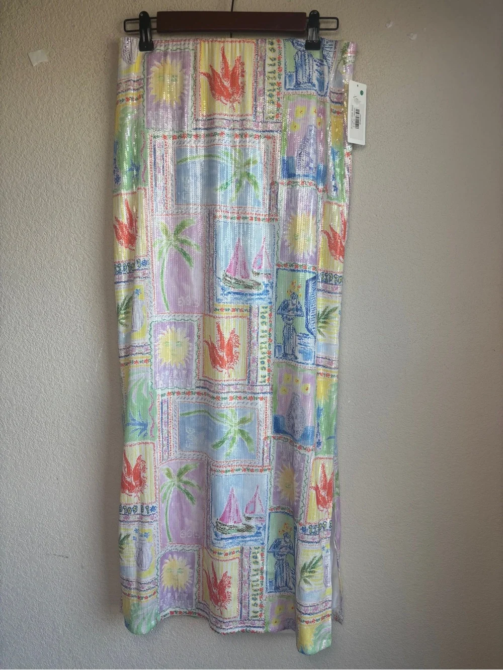 NWT Show Me Your Mumu Sunlight Summer Patchwork Full Sequin Midi Maxi Skirt M